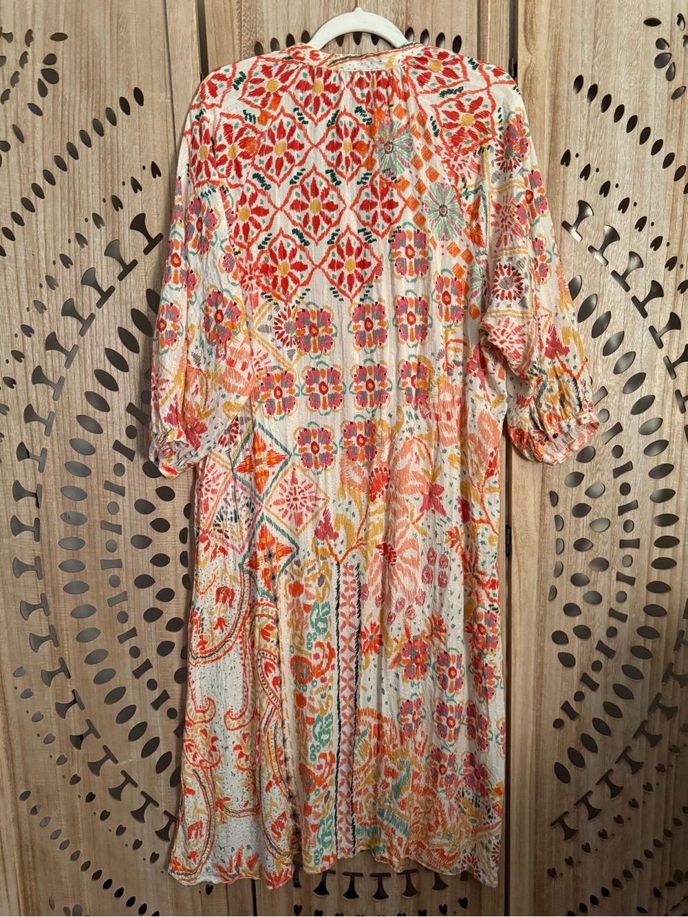 Zara Boho Printed Midi Dress XL Bright Coastal Patchwork - Picture 6 of 6